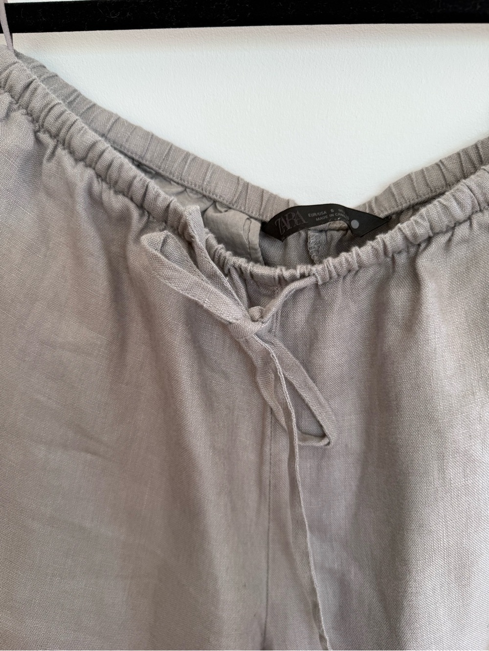 Zara Light Gray Linen Drawstring Pants